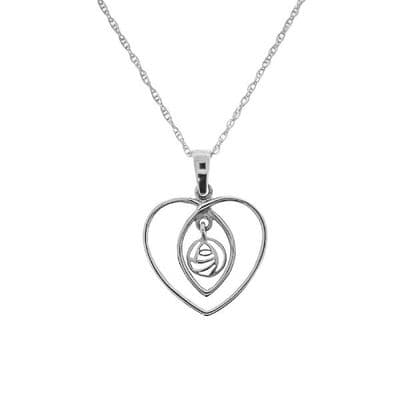 Mackintosh Glasgow Rose Silver Heart Pendant 1076
