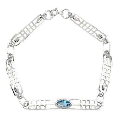 Mackintosh Lines Silver Bracelet with Aquamarine colour stone 0090