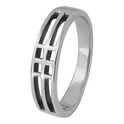 Mackintosh Lines Silver Ring 0013