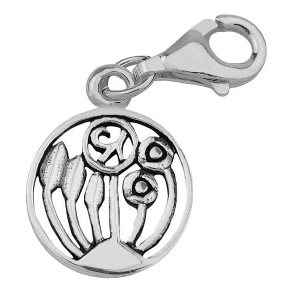Mackintosh Motif Silver Round Bracelet Charm 0398
