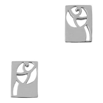 Mackintosh Relief Rose Silver Stud Earrings 0274