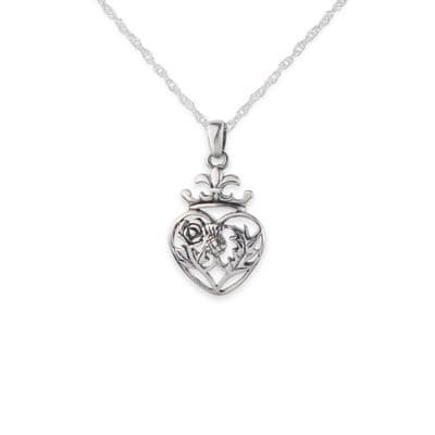 Mary Queen of Scots Silver Heart Pendant 9629