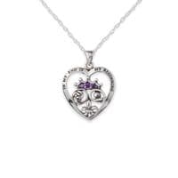 Mary Queen of Scots Silver Heart Pendant  with Amethyst colour stones 9638