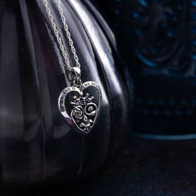Mary Queen of Scots Silver Heart Pendant  with Amethyst colour stones 9638