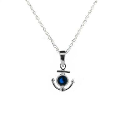 Outlander Inspired Anchor Silver Pendant with Sapphire colour stone 1013