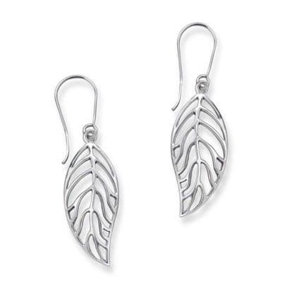 Outlander Inspired Autumn Leaf Silver Drop Earrings 9948