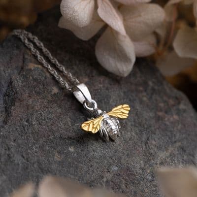 Outlander Inspired Bee Pendant Two Tone 2417