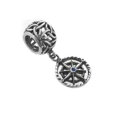 Outlander Inspired Compass Silver Bead Charm 1098