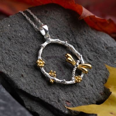Outlander Inspired Dragonfly Pendant Two Tone 2415