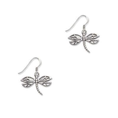 Outlander Inspired Dragonfly Silver Drop Earrings 9779