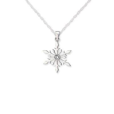 Outlander Inspired Snowflake Silver Pendant with Cubic Zirconia 9819