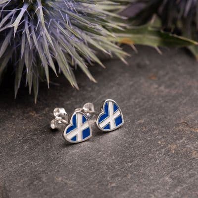 Saltire Heart Sterling Silver Stud Earrings 2501