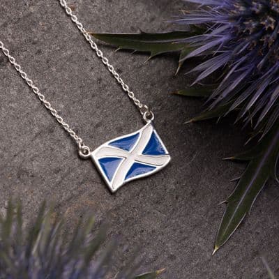Scotland Saltire Flag Sterling Silver Necklace 2504