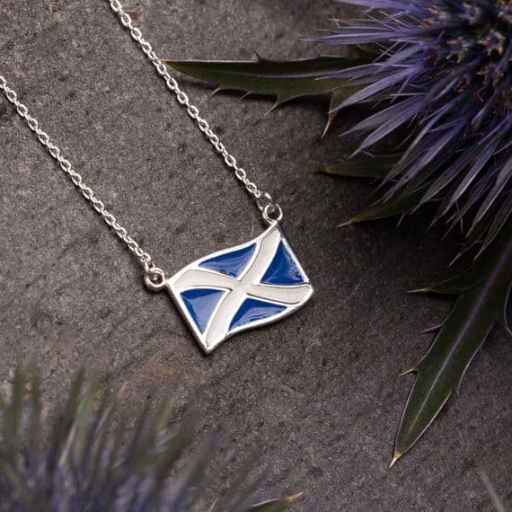 Scotland Saltire Flag Sterling Silver Necklace 2504