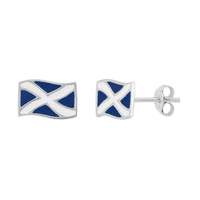 Scotland Saltire Sterling Silver Stud Earrings 2503