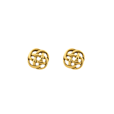 Scottish Celtic Knot Round Stud Earrings Gold Finish 0125G