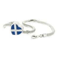 Scottish Saltire Heart Silver Bead Charm 1113