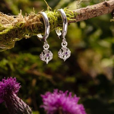 Scottish Thistle Huggie Hoops 2527