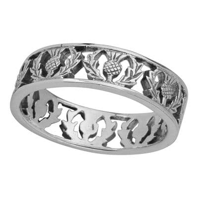 Scottish Thistle Silver Band Ring 0501
