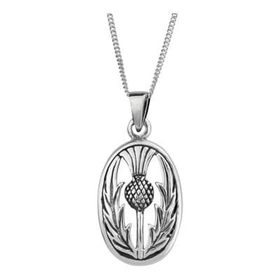 Scottish Thistle Silver Oval Pendant 0538