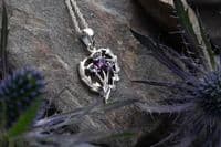 Scottish Thistle Silver Pendant with Amethyst colour stones 9810