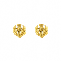 Scottish Thistle Small Stud Earrings Gold Finish 0383G