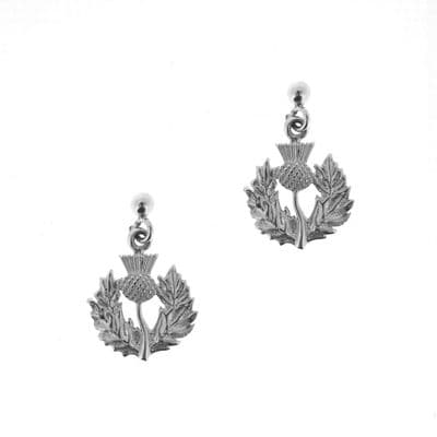 Scottish Thistle Sterling Silver Stud Earrings 1905