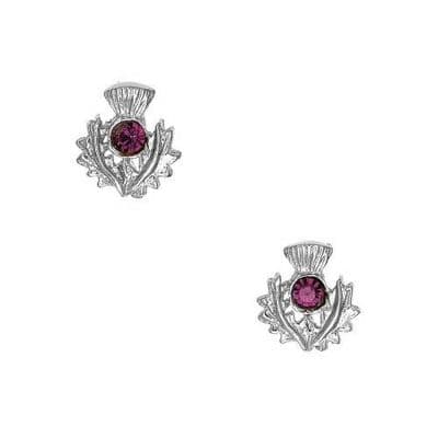 Scottish Thistle Stud Earrings with Amethyst Stone 2038