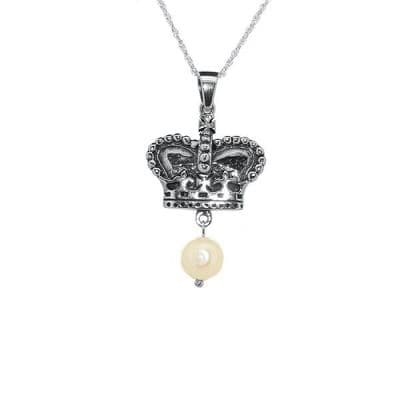 Silver Crown Pendant with Pearl 1029