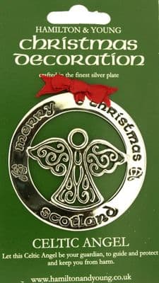 Silver Plated Christmas Decoration Celtic Angel Scotland 0952