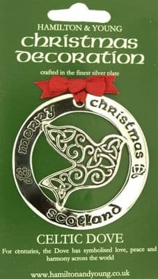 Silver Plated Christmas Decoration Celtic Dove Scotland 0949