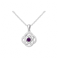 Sterling Silver Celtic Round Knot Pendant with Amethyst 2616