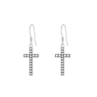 Sterling Silver Cross Drop Earrings 2602