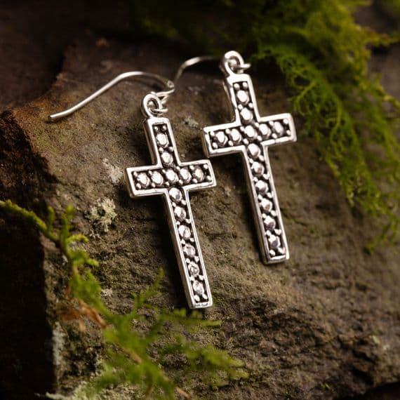 Sterling Silver Cross Drop Earrings 2602
