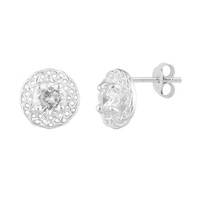 Sterling Silver Halo Stud Earrings 2517