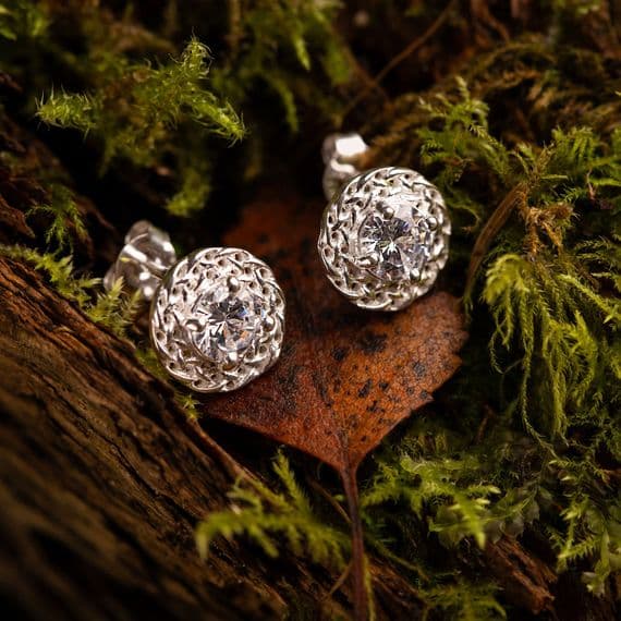 Sterling Silver Halo Stud Earrings 2517