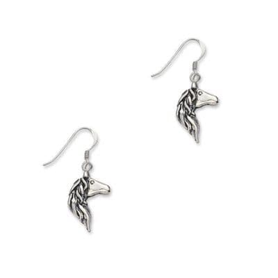 Sterling Silver Horse Head Silver Drop Earrings 9793
