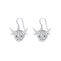 Sterling Silver Morag Highland Cow Drop Earrings 2405