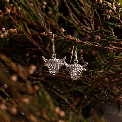 Sterling Silver Morag Highland Cow Drop Earrings 2405