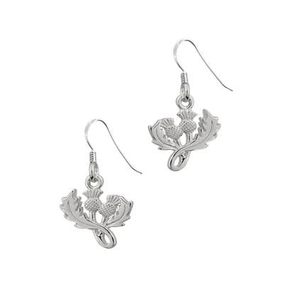 Sterling Silver Scottish Thistle Silver Drop Earrings 0637
