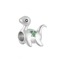Sterling Silver Wee Nessie Loch Ness Monster Scottish Bead Charm with Emerald Stones 2612
