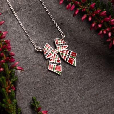 Tartan Bow Sterling Silver Necklace 2514