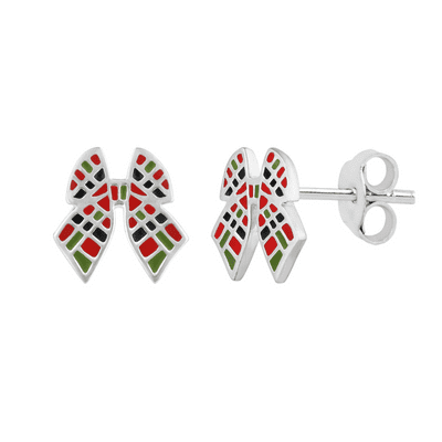 Tartan Bow Sterling Silver Stud Earrings 2515