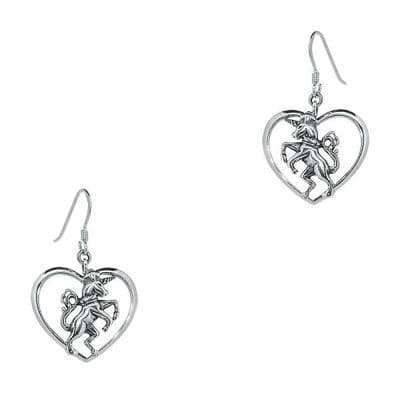 Unicorn Silver Heart Drop Earrings 1023