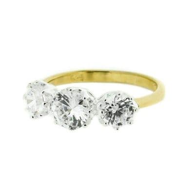 Vintage Gold Plated Dress Ring Diamond Colour Stone 9900