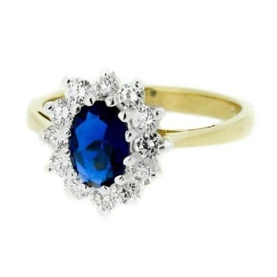 Vintage Gold Plated Dress Ring Sapphire Colour Stone 9899