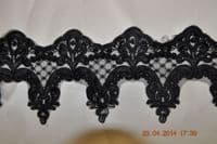 BO206 Scallop Edged Trim, Beaded, black, 10 cm wide, per meter