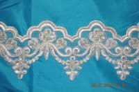 BT009 Beaded Trim, 6.50 cm wide, white, per meter