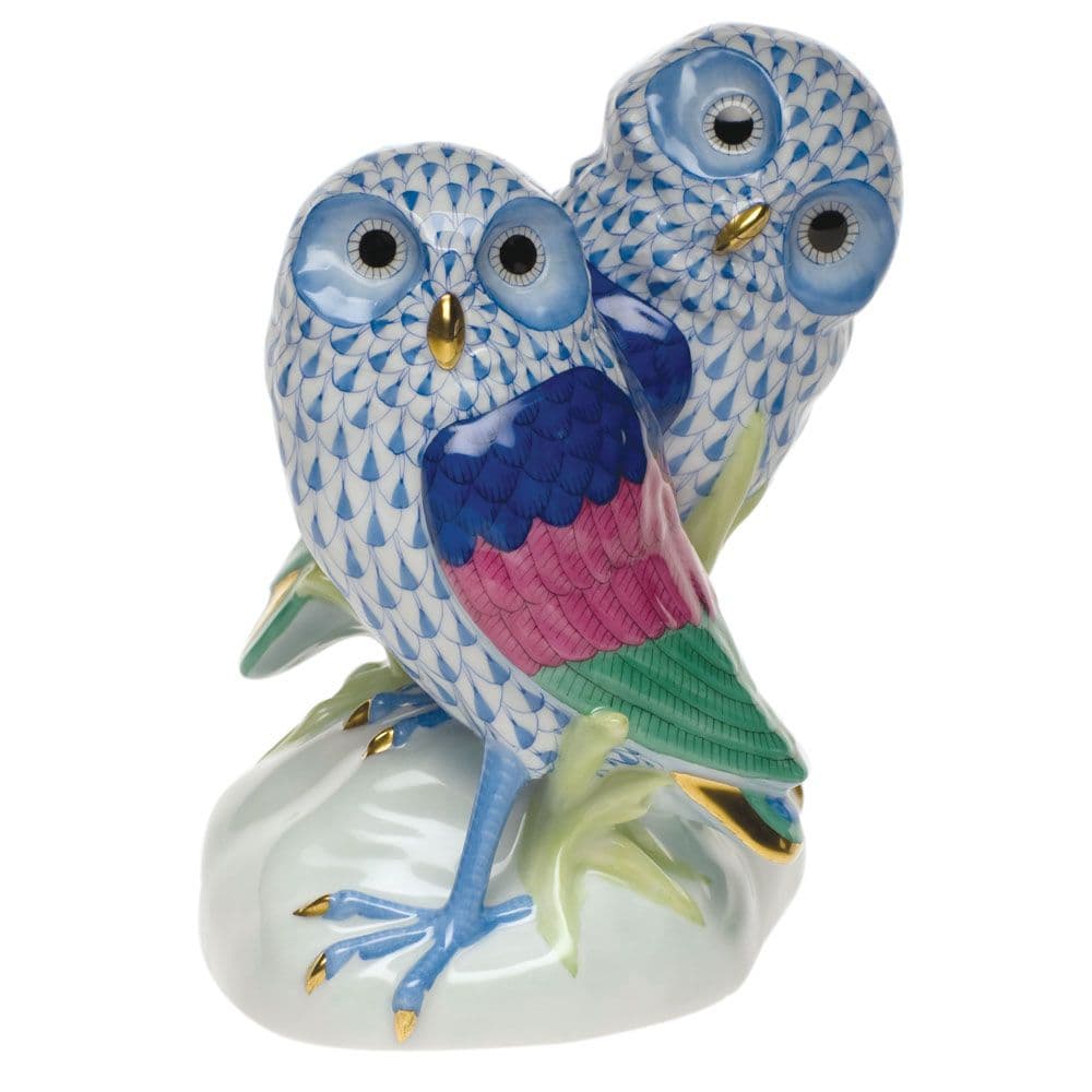 Herend Porcelain Figurine of Burrowing Owls