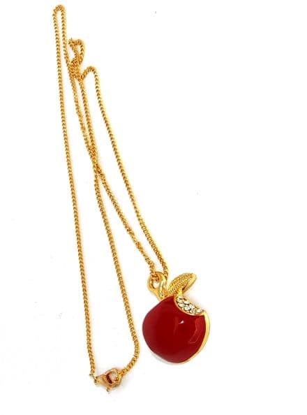 Apple Pendant Necklace Brilliant Red with Crystal Rhinestone inspired by Twilight 2811